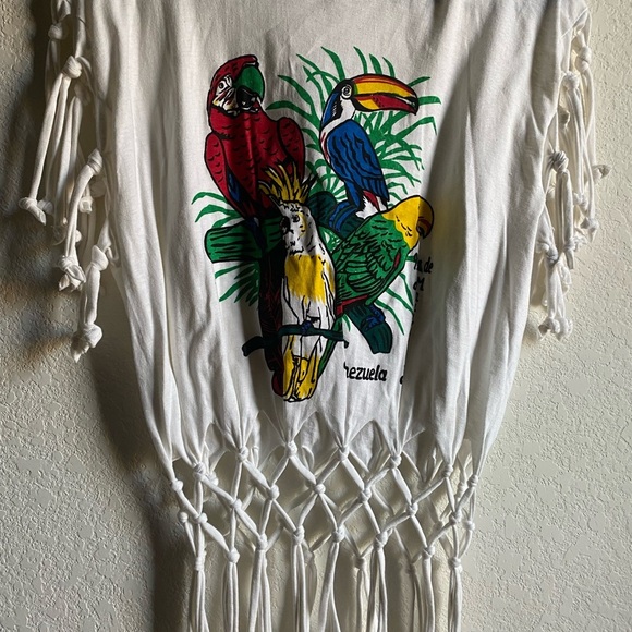 Vintage Venezuela Margarita Fringed Parrot Graphic Grunge Boho Tropical Tee L - Picture 5 of 8